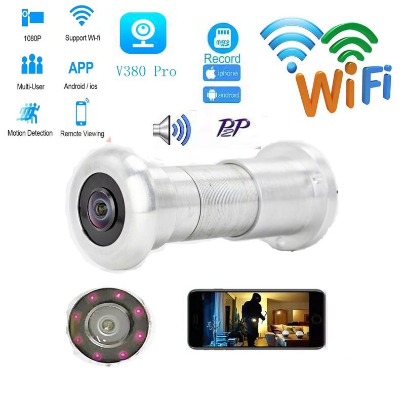 Відеоглазок wifi з датчиком руху, підсвічуванням і записом HQCam 405B, 2 Мп, сріблястий — фото 9